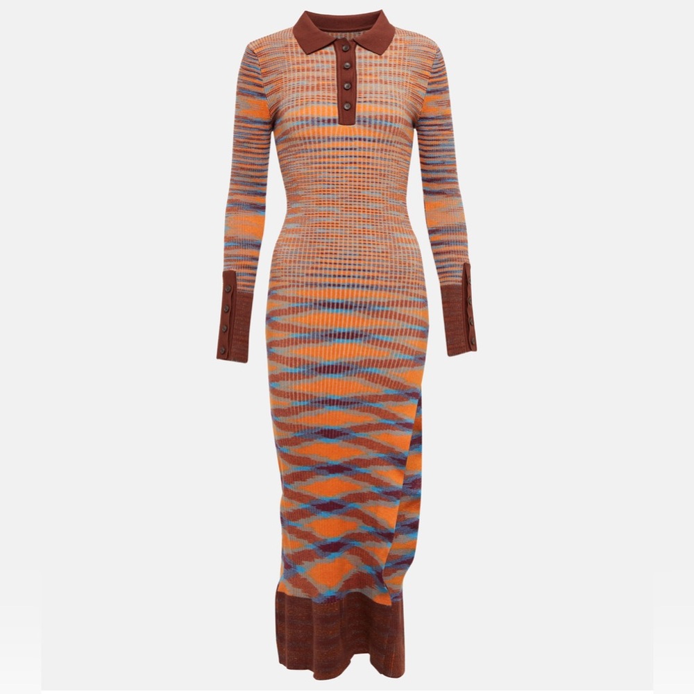 Jacquemus Orange Sheath Dress with Cuffed Sleeves